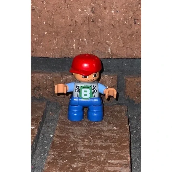 LEGO Duplo Boy‎ Child Red Hat Gray Shirt Blue Pants Figure