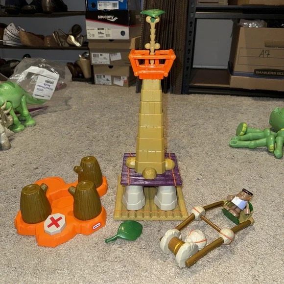 Little Tikes Dinosaur‎ Builders I Fell Tower B. C. Caveman Set 2005
