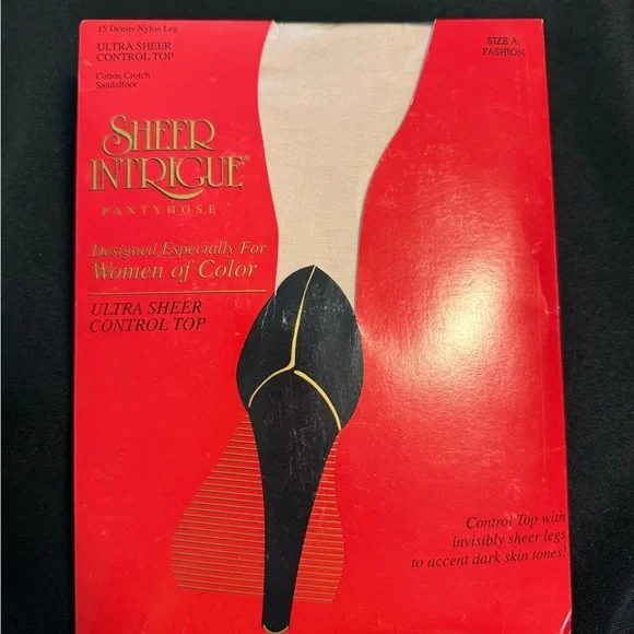 Vintage Sheer Intrigue Ultra Sheer Control Top Pantyhose For Women Of Color Sz A