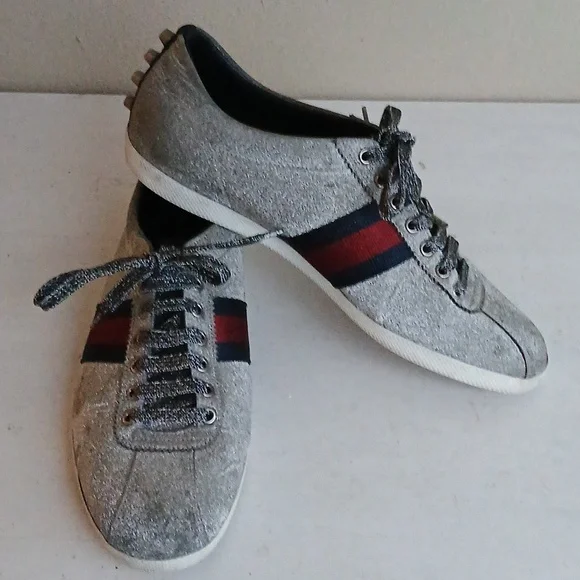 GUCCI Silver Glitter Bambi Sneakers Size 10.5