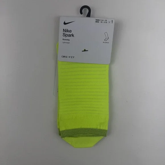 New Womens Nike Spark Lightweight Yellow Running No Show Socks Size 11.5-13