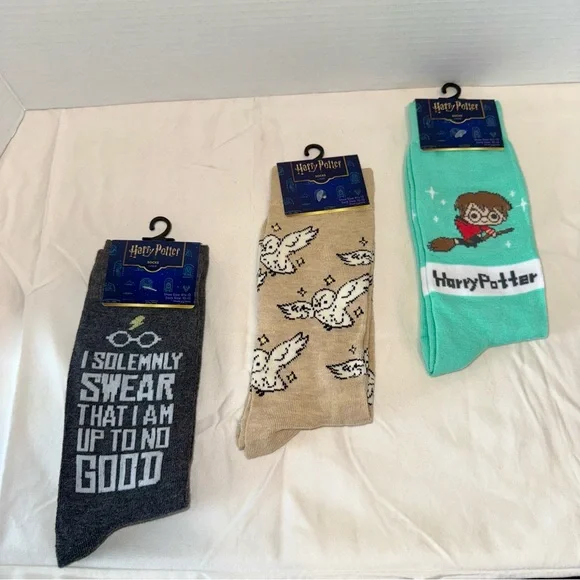 Harry Potter Lovers & Fans Adult Socks 3-Pack Great Christmas Gift‎ Unisex NWT