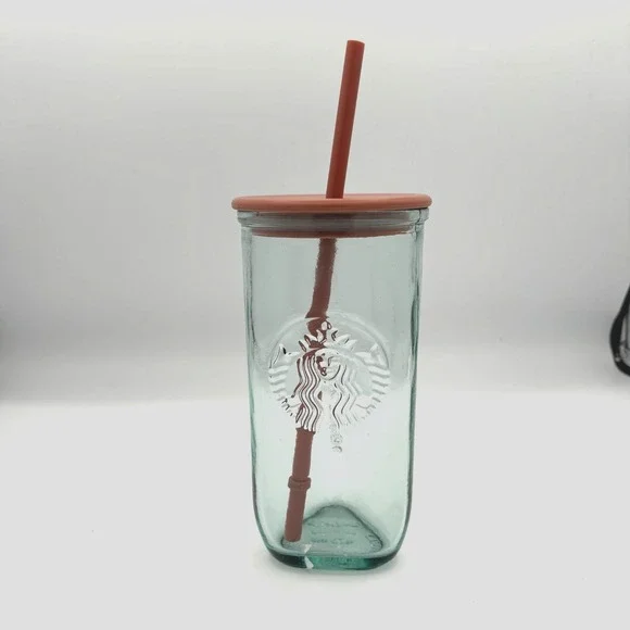 Starbucks Recycled Glass Triangle Bottom Cold Cup Brown Tumbler 16 oz Grande NWT