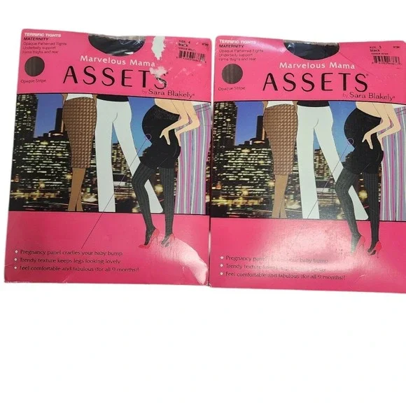 Assets‎ Maternity Tights LOT Women Size 3 & 4 Black  New