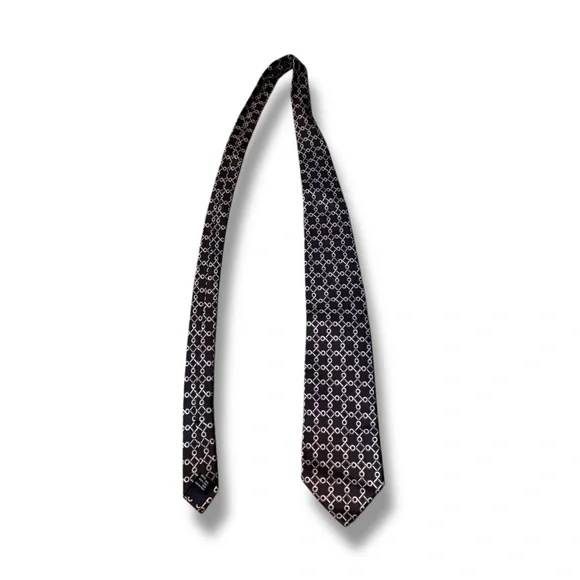 GUCCI Printed‎ Silk Tie Gray White Made In Italy Men’s Accessory