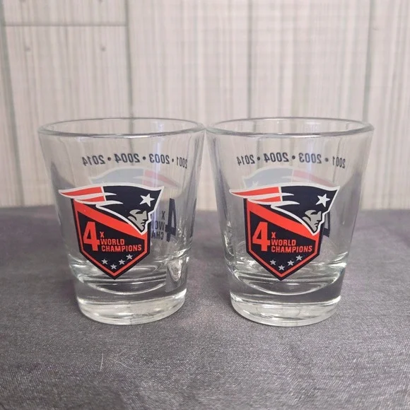 New‎ England Patriots 4x World Champions Shot Glass Set NFL Football
