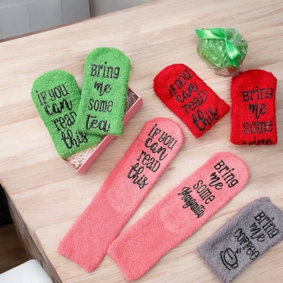 Fuzzy FUN Socks with Cupcake Gift Packaging and Message on Sole