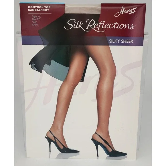 Hanes Silk Reflections Pantyhose Womens Size EF Clay Silky Sheer Control Top NEW