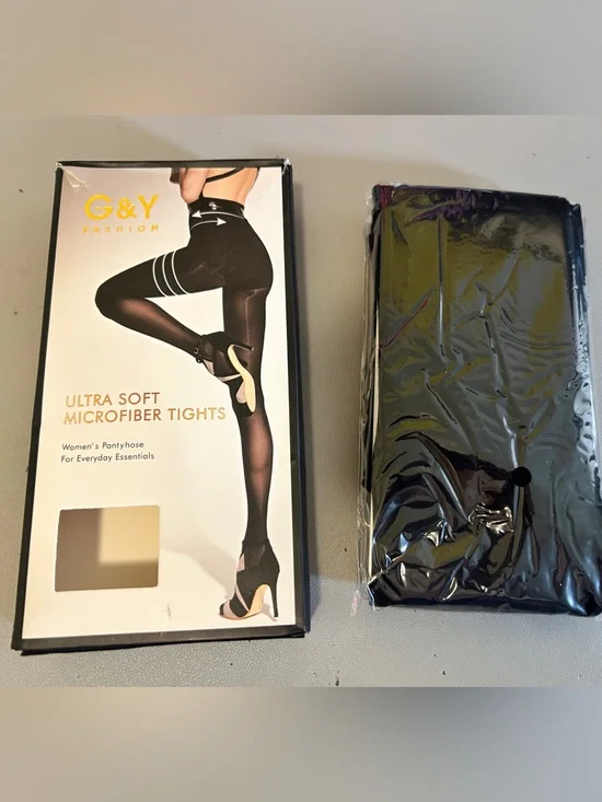 G&Y Fashion (2) Pair Ultra Soft Blk Microfiber Tights Women's Pantyhose Size XL