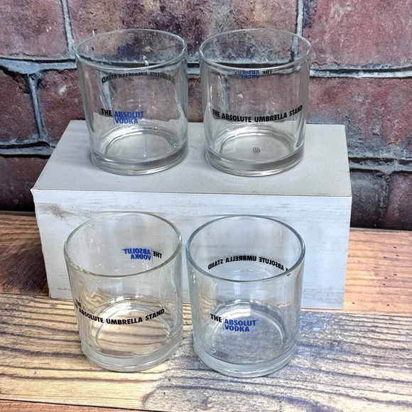 Absolut Vodka Rocks Glasses The Absolute Umbrella‎ Stand Set of 4 Barware