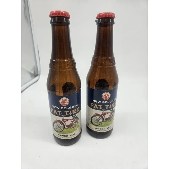 Empty New Belgium FAT TIRE Amber Ale Beer Bottles (2)