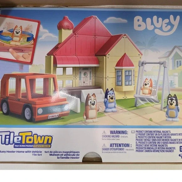 Bluey TileTown Heeler Home with Vehicle Tile Set Multicolor New 82083