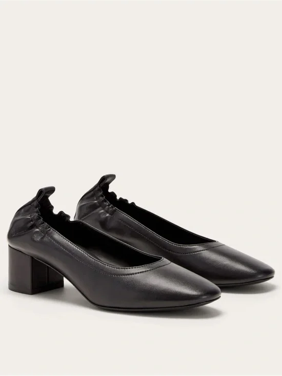 Everlane The Day Heel Black Leather Shoes Size 5.5 Minimal Classic NWOB  Chic