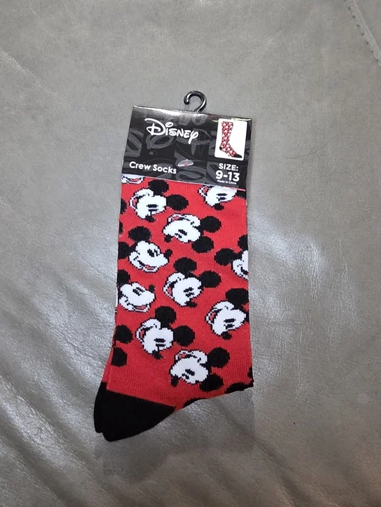 Disney Red, Black and White Mickey Mouse Face Crew Socks
