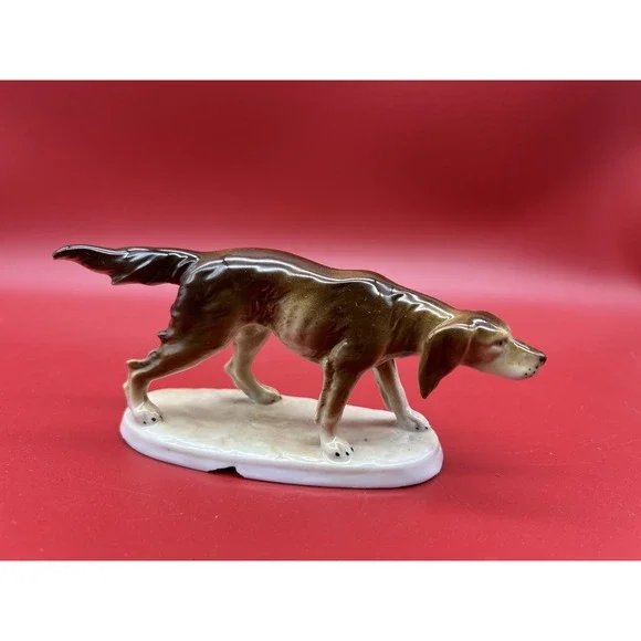 Vintage Carl Scheidig Porcelain Hunting Dog Stamped and Numbered 6757
