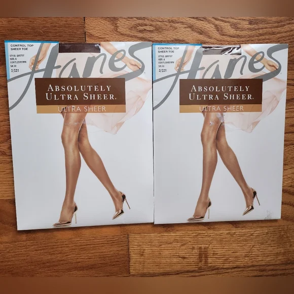Two Hanes Absolutely Ultra Sheer Pantyhose Gentlebrown Size A