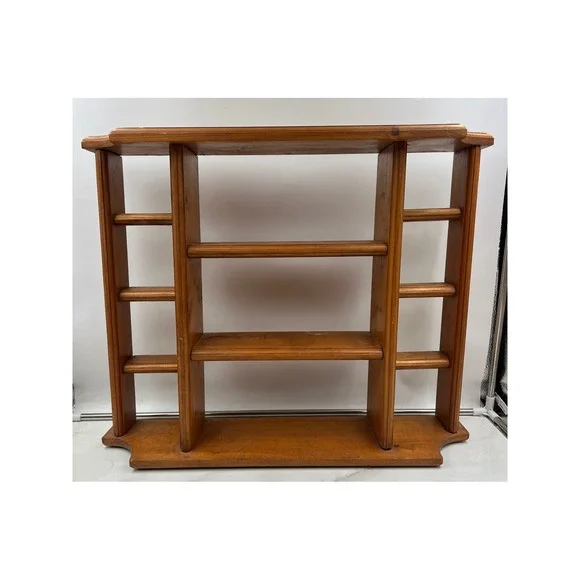 Vintage Wooden Wall Hanging Display Shelf Shadow Box Multi Compartment Brown