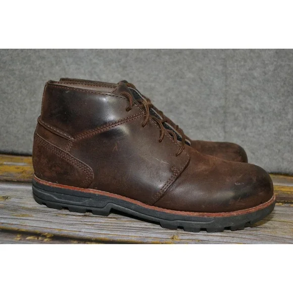 Red Wing Zinc Boots Mens 9.5 Brown Worx Chukka Leather Safety‎ Toe Ankle Work