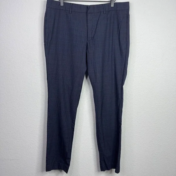 Gucci Pants Mens 36x33 Blue Wool Glen Plaid Check Trouser Preppy Designer Luxury