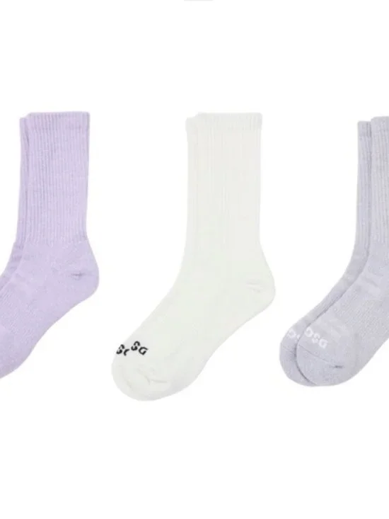 DSG Crew Socks 3 Pack Unisex M Womens Size 5-10 Mens 4-8 Lavender White‎ Gray