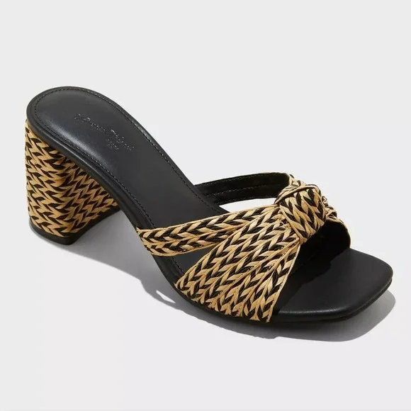 Women's Heels Universal Thread Aaliyah Raffia Black Size 8.5 New With Tags