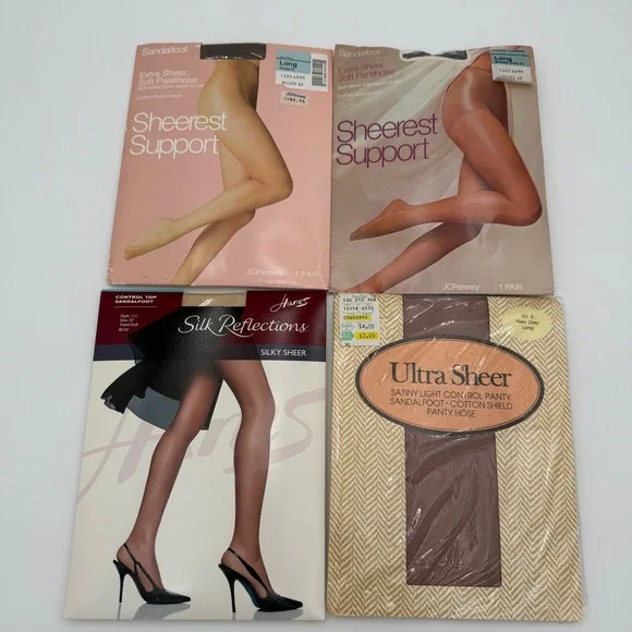 Vintage Hanes JCPenney Evan Picone Sheer Pantyhose Lot of 4 NIP Neutral Tones