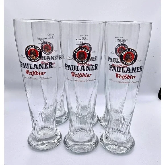 Authentic Paulaner Munchen Weissbier Beer Glasses 0.5L Made in Germany Set of 6