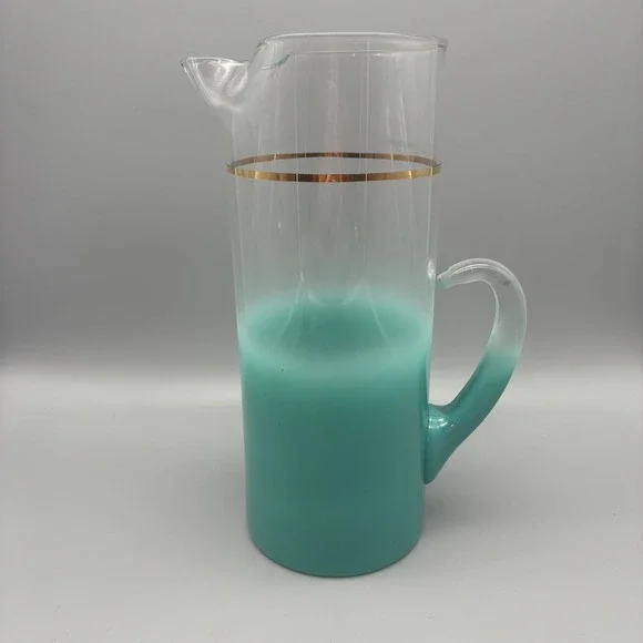 Vintage Blendo Turquoise Frosted Glass 11.5