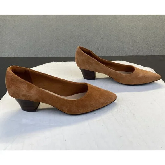 Clarks Women's Teresa Step Dark‎ Tan Suede 261678354070 Heels,Size 9.5M