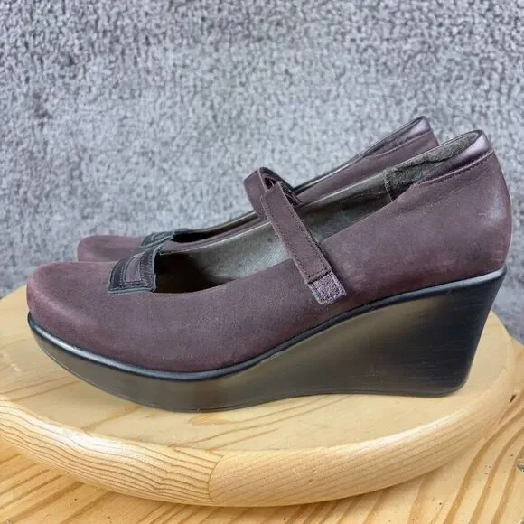 Naot Shoes Day Wedge Heel Mary Jane Womens Size 6 Purple Nubuck Leather Pump