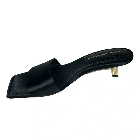 Good American NWOB Kickstand Slide Sandal‎ Mules Black Womens Size 6.5 GA117K-X