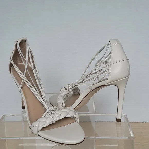 Banana Republic Treccia Braided Bone Leather Strappy Stiletto Heels Size 7M