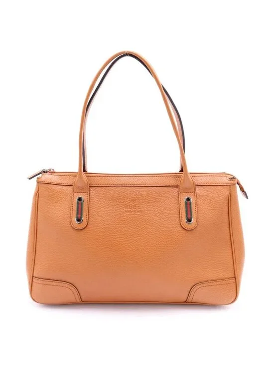 Gucci Tote Brown Leather Silver