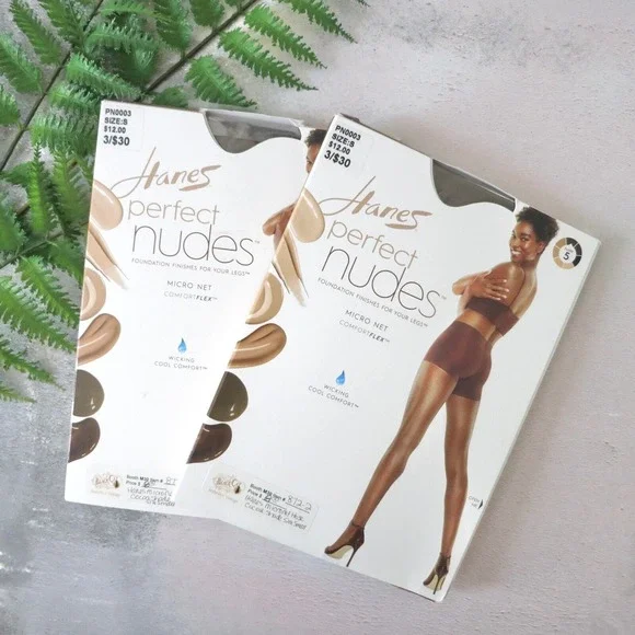 Hanes Perfect Nudes Tights S Cocoa‎ Sheer Pantyhose Filter Gaze Aesthetic 2 Pair