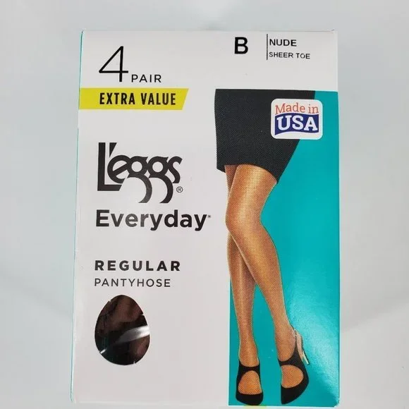 L'eggs Everyday Nude Pantyhose 4 pair NEW in Box
