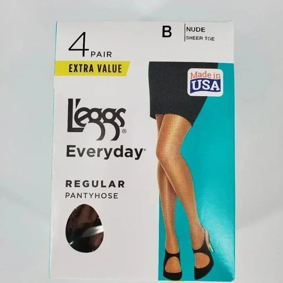 L'eggs Everyday Nude Pantyhose 4 pair NEW in Box!
