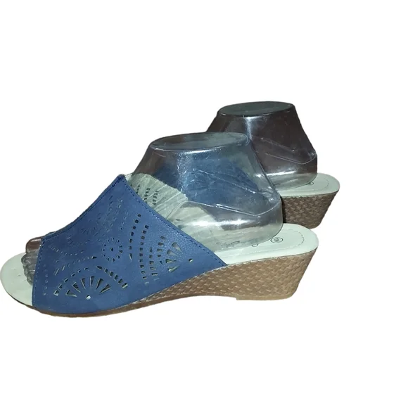 Style Step 10m Platform Sandals Clogs Blue Pu Upper 2