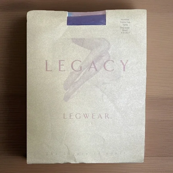 NEW Legacy Legwear Microfiber Control Top Tights Deep Violet 1‎ Pair Size C