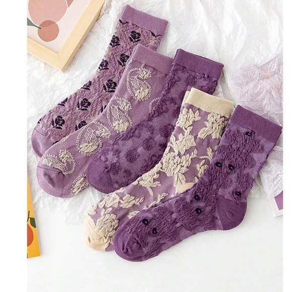 Colorful Floral Textured Socks Set