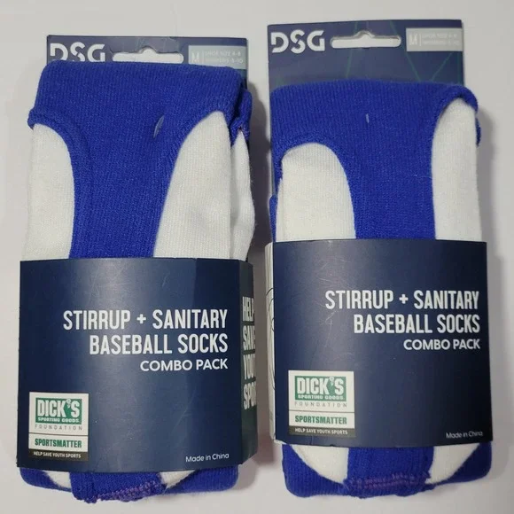 DSG Baseball Stirrup Socks Medium Womens 5-10 Mens 4-8 Shoe Unisex Blue LOT of 2