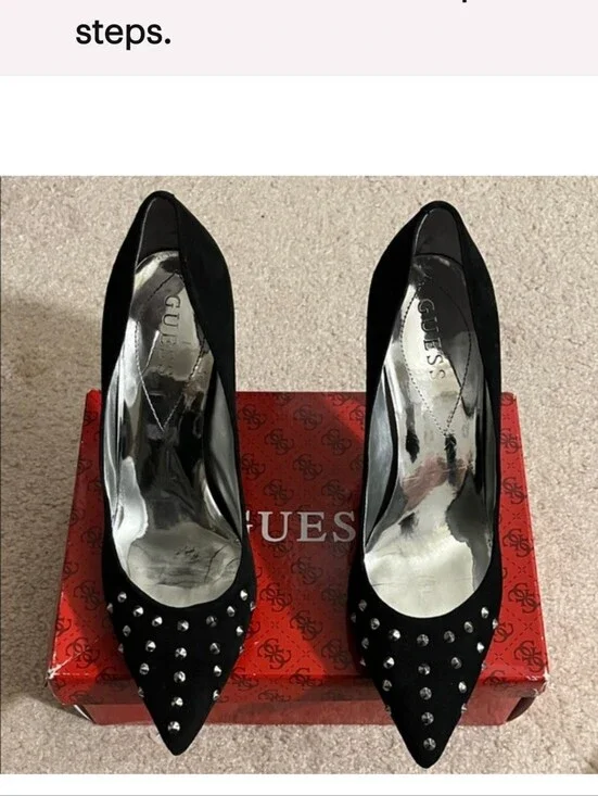 GUESS Black Suede Studded Heels