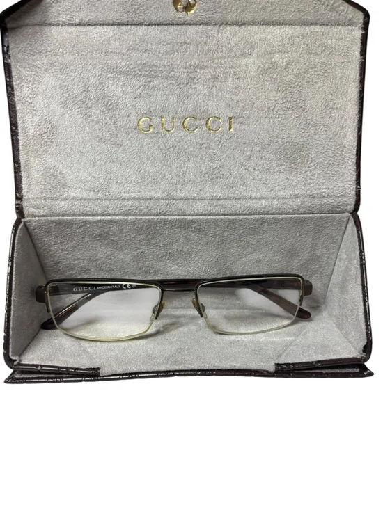 GUCCI GG 2237 0WL Tortoise Half-Rim Eyeglasses Frames Italy Unisex With Case