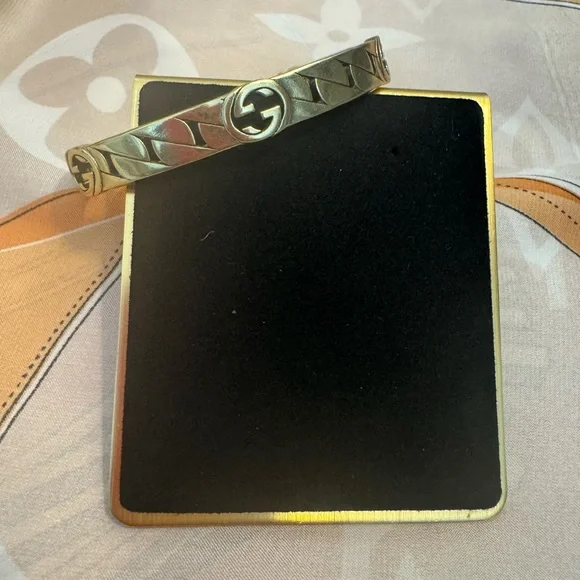 Gucci Gold Interlock GG Marmont Engraved Bracelet
