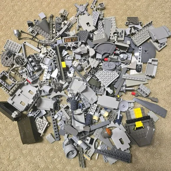 Lego and Compatible with Lego Building Blocks Grey Pieces Lot GA163