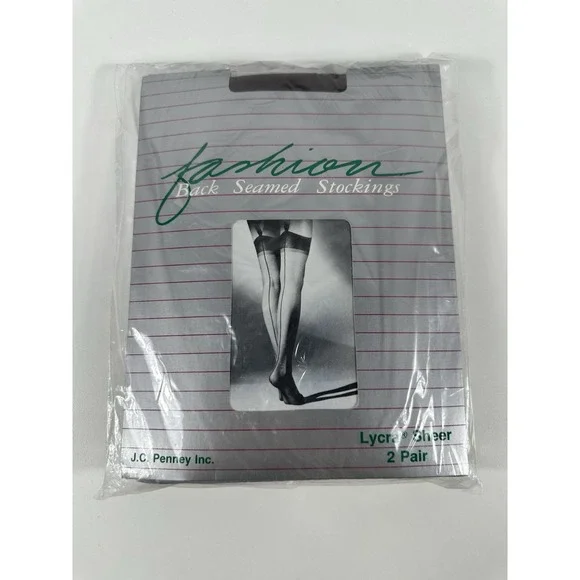 Vintage J.C. Penney Lycra Sheer ~ Fashion Back Seamed Thigh High Dark Taupe Long