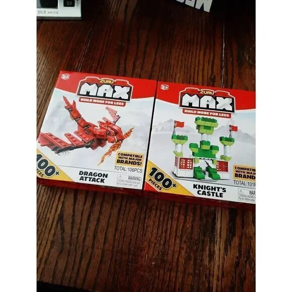 New 2 Zuru Max Building Block Sets Knight Castle Dragon Attack Compatible w Lego