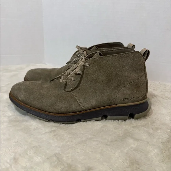 Cole Haan size 8 ZEROGRAND waterproof suede Chukka boots in stone gray