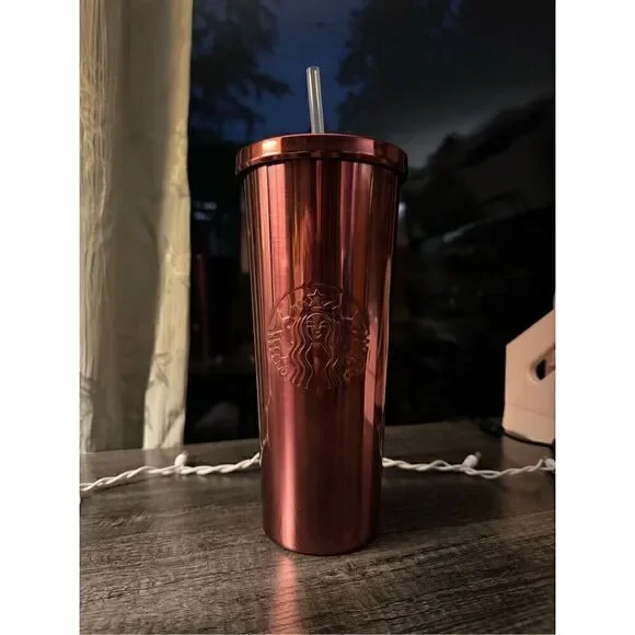 STARBUCKS rare rose gold stainless steel 24oz tumbler