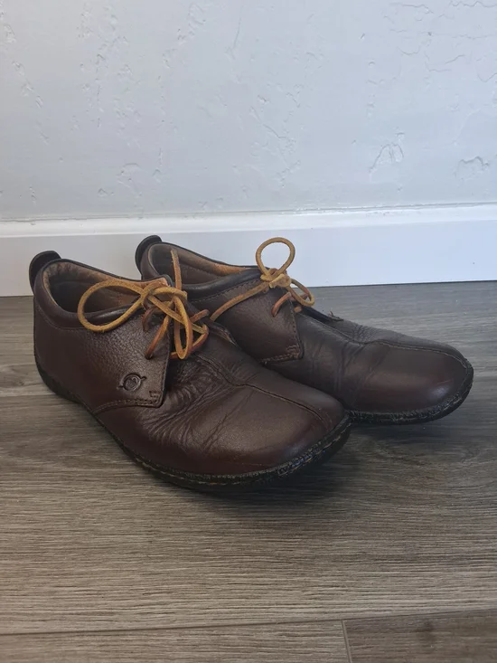Born Women's Brown Leather Oxford Comfort Shoes Size 8.5 US 40 Handcrafted Lace