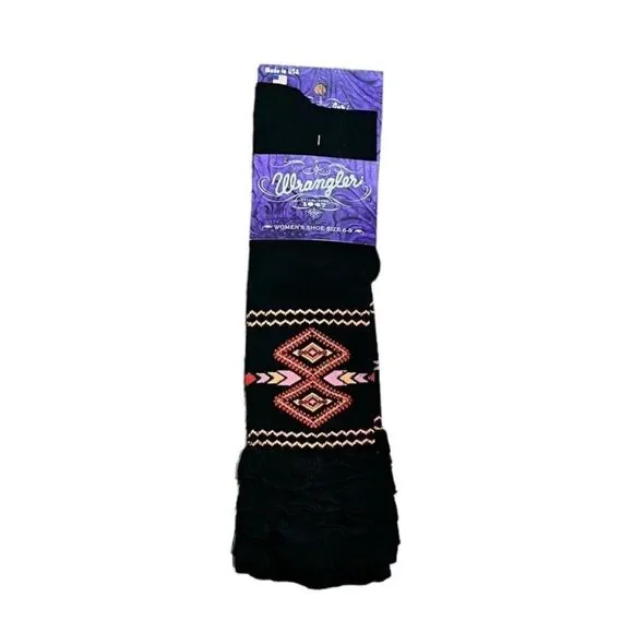 Wrangler Aztec Print‎ Black Boot Socks, NWT